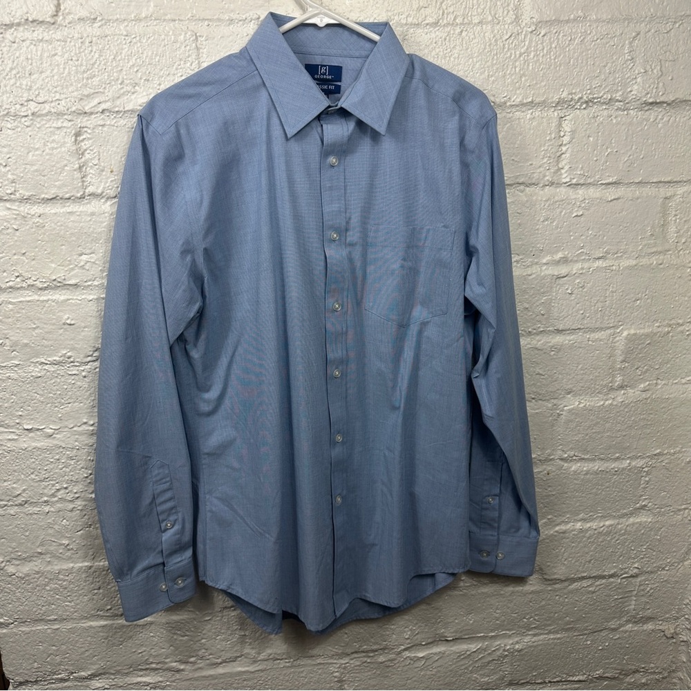 George Blue Dress Shirt Classic Long-Sleeve